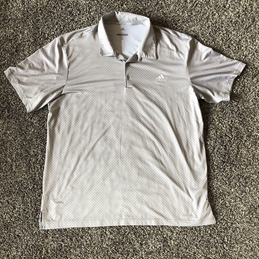 Adidas Men's Ultimate UPF50 DOT‎ Print Golf Polo Silver XL